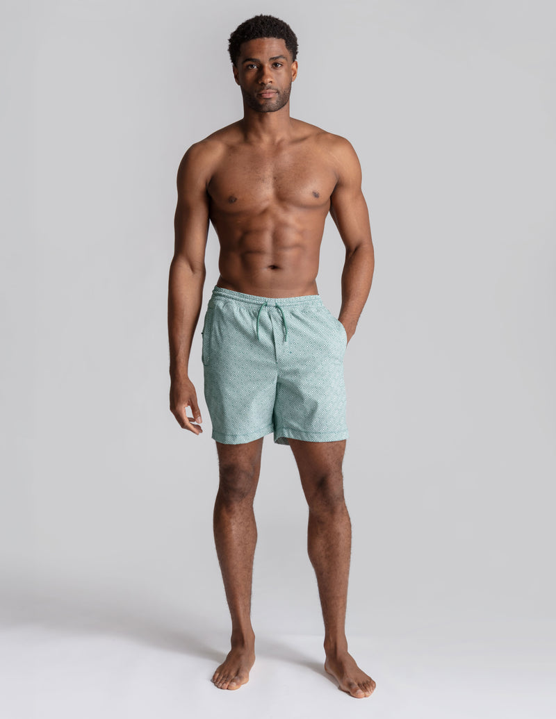 Swim Shorts - Delphi Grid Green (The Ibiza Ease)