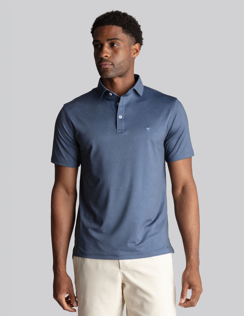 NoFlop Golf Polo - Double Breaker Navy (The Tee &amp; Tea King)