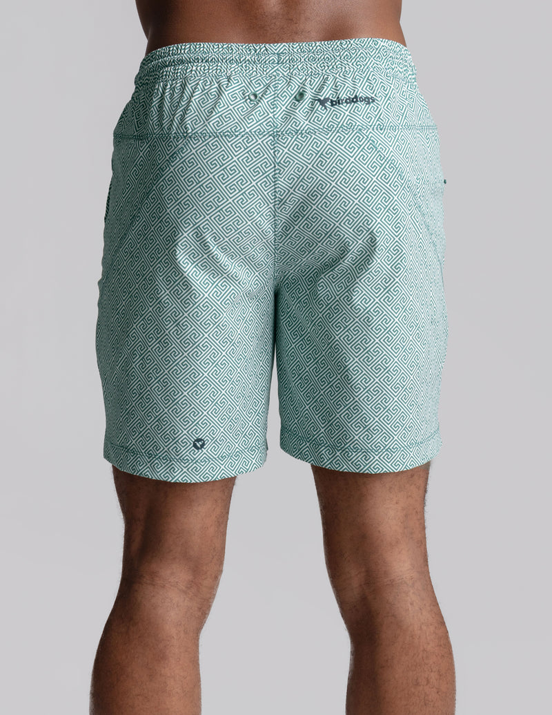 Swim Shorts - Delphi Grid Green (The Ibiza Ease)