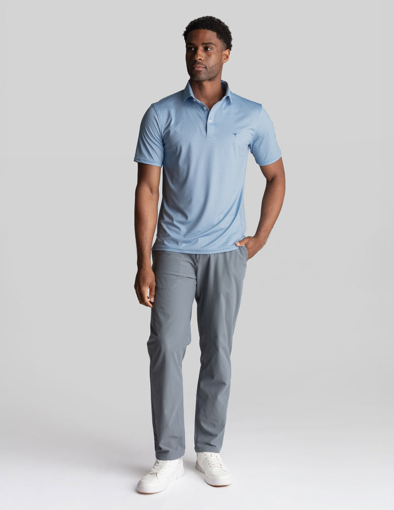 NoFlop Golf Polo - Link Swell Blue (The Cart Barn Celebrity)