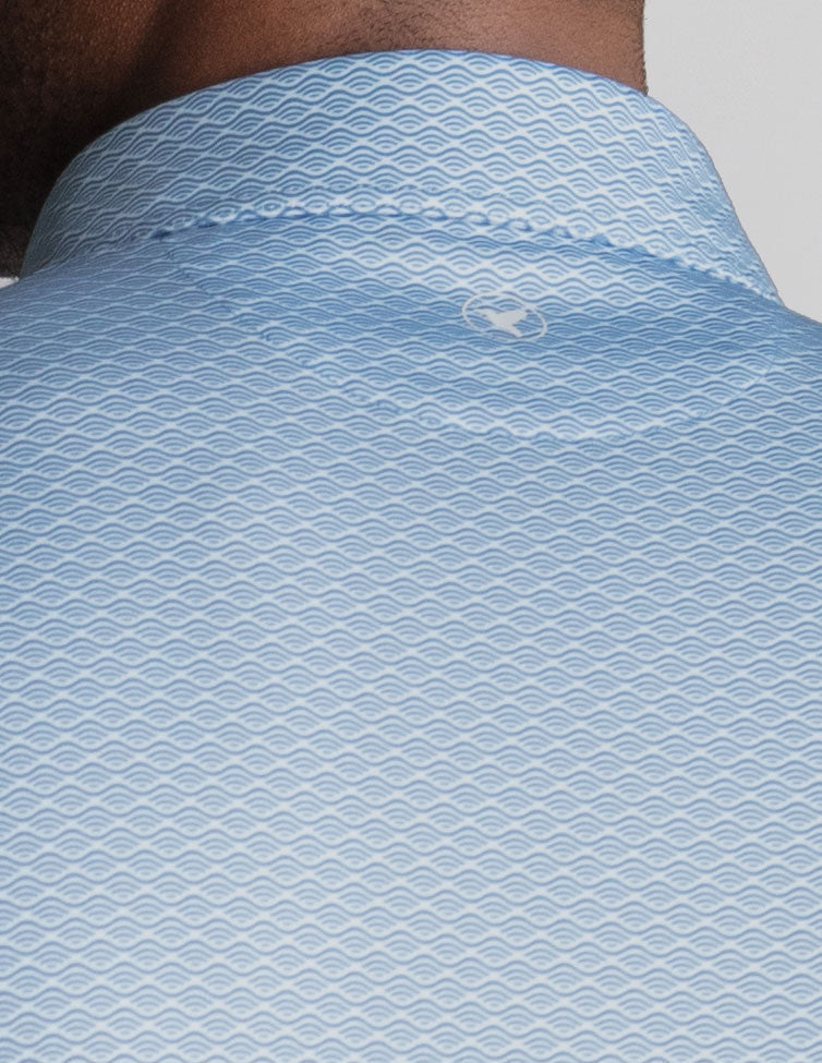 NoFlop Golf Polo - Link Swell Blue (The Cart Barn Celebrity)