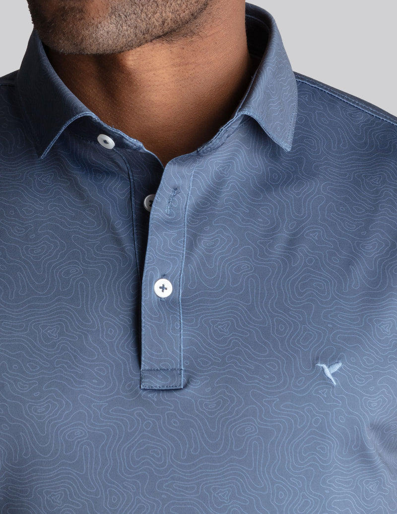 NoFlop Golf Polo - Double Breaker Navy (The Tee &amp; Tea King)