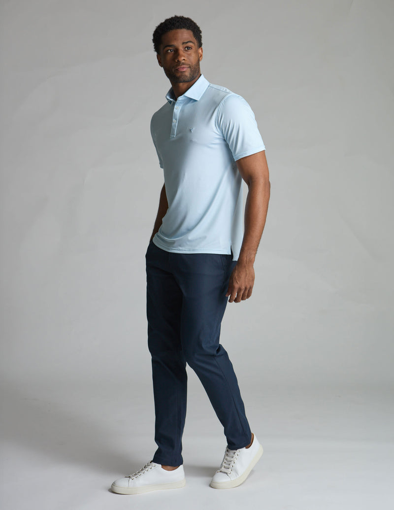 NoFlop Golf Polo - Double Breaker Carolina Blue (Talk Birdie To Me)