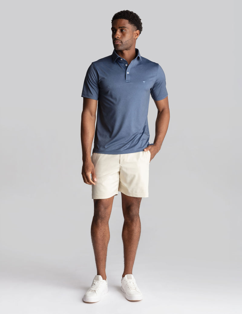 NoFlop Golf Polo - Double Breaker Navy (The Tee &amp; Tea King)
