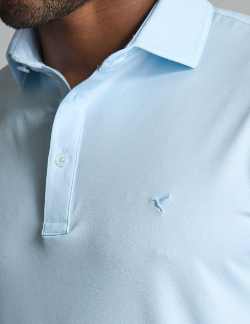 NoFlop Golf Polo - Double Breaker Carolina Blue (Talk Birdie To Me)