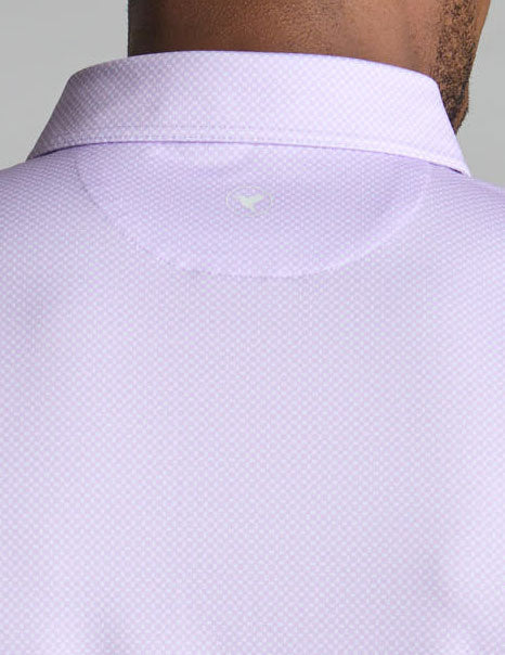 NoFlop Golf Polo - Purple &amp; White Bowtie (Mulligan's Island)