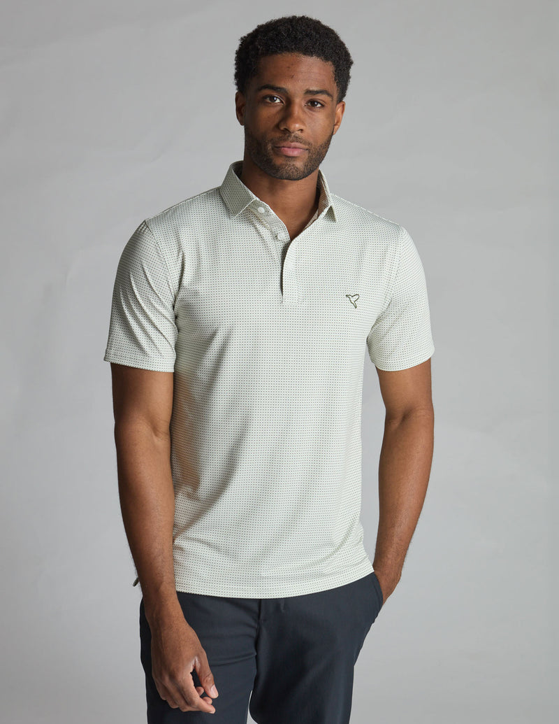 NoFlop Golf Polo - Frontier Beige Bowtie (The Jon Daily)