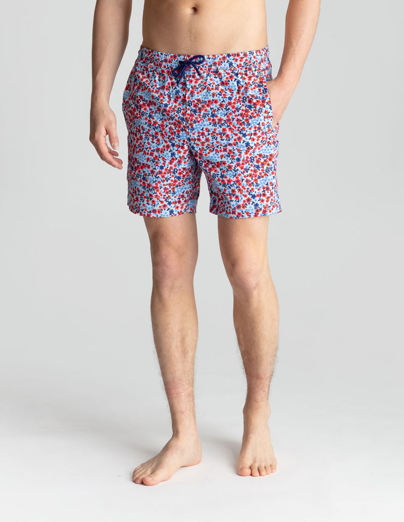 Swim Shorts - Red &amp; Blue Trustaflowers (Yachtstock '77)