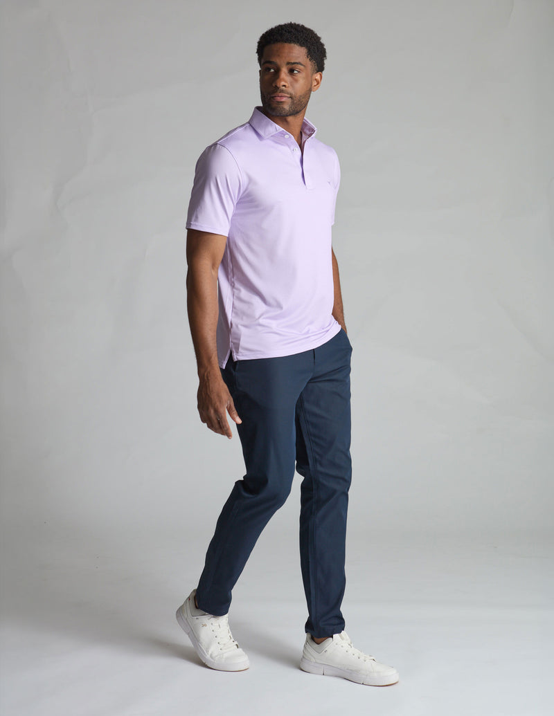 NoFlop Golf Polo - Purple &amp; White Bowtie (Mulligan's Island)