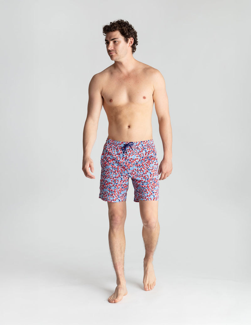 Swim Shorts - Red &amp; Blue Trustaflowers (Yachtstock '77)