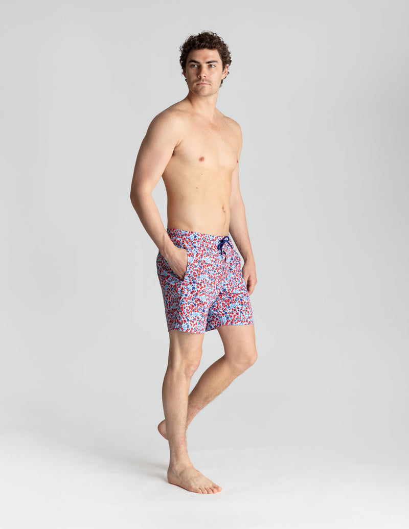 Swim Shorts - Red &amp; Blue Trustaflowers (Yachtstock '77)
