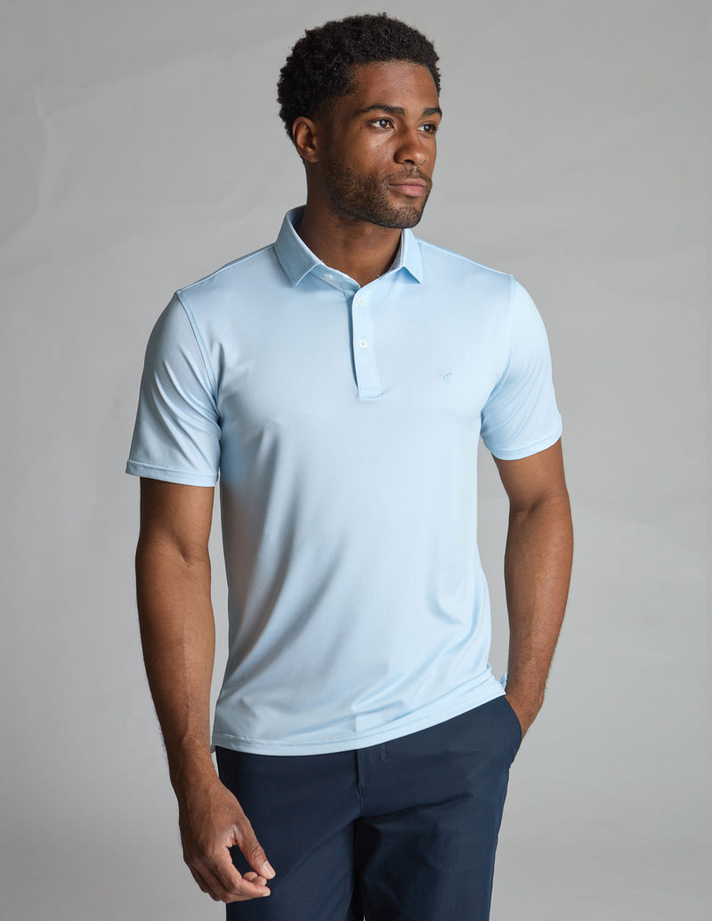 NoFlop Golf Polo - Double Breaker Carolina Blue (Talk Birdie To Me)