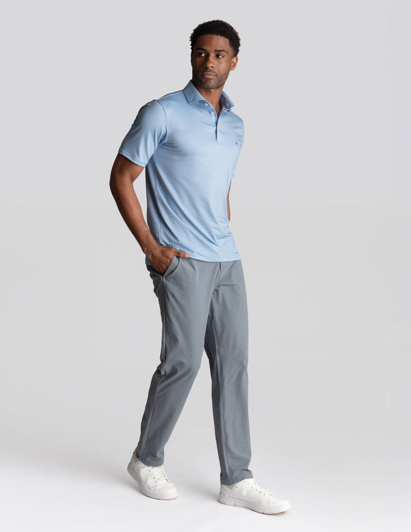 NoFlop Golf Polo - Link Swell Blue (The Cart Barn Celebrity)