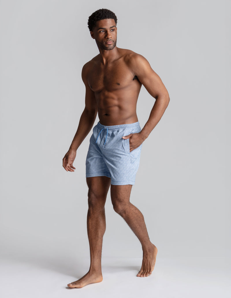 Swim Shorts - Delphi Grid Blue (The Aegean Ease)